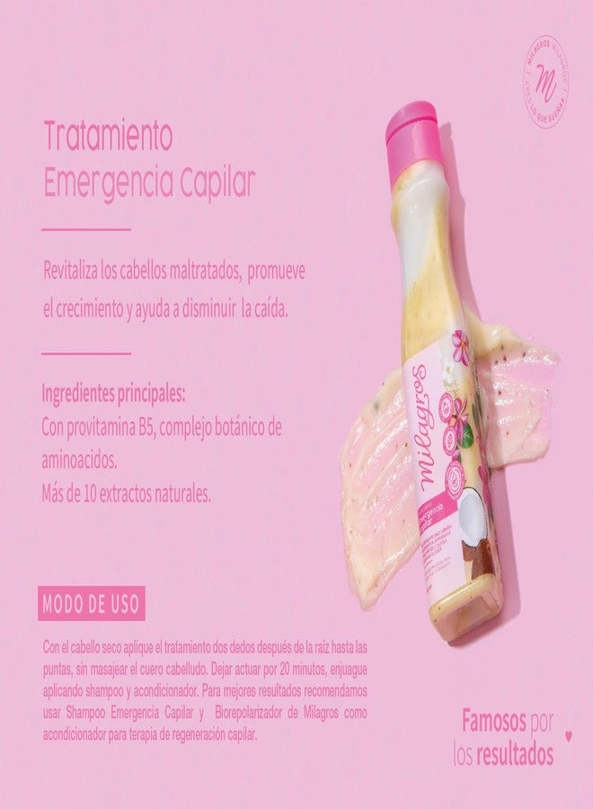 منتجات العناية بالشعر الكولومبية الأصلية من Milagros Emergencia Capilar Tratamiento للنمو الطبيعي والتقوية والإصلاح، طبيعية 100%، وردي - Image 2